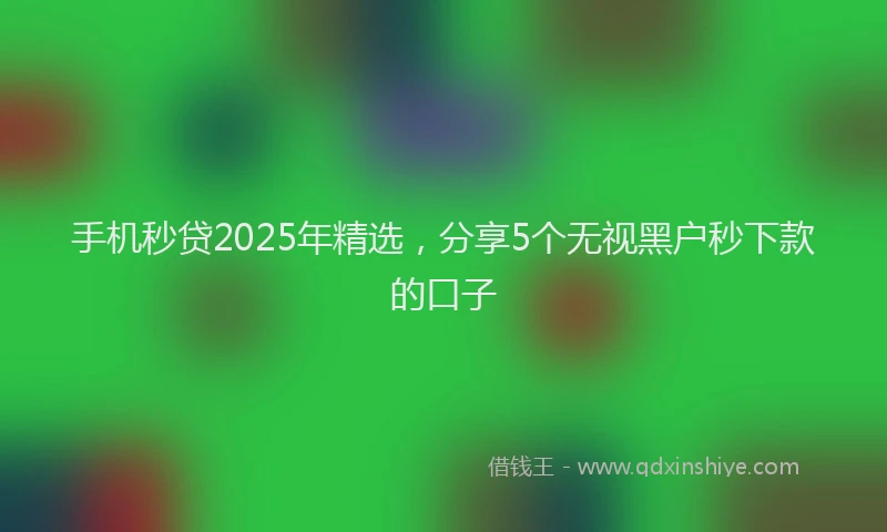 手机秒贷2025年精选，分享5个无视黑户秒下款的口子
