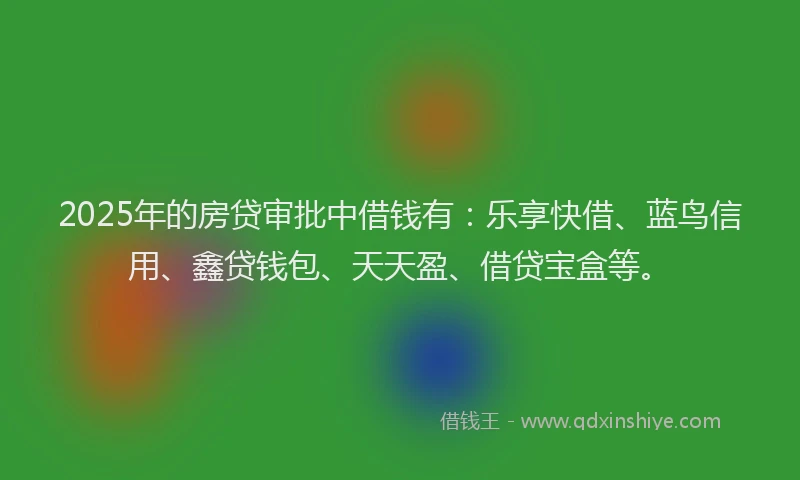 2025年的房贷审批中借钱有：乐享快借、蓝鸟信用、鑫贷钱包、天天盈、借贷宝盒等。