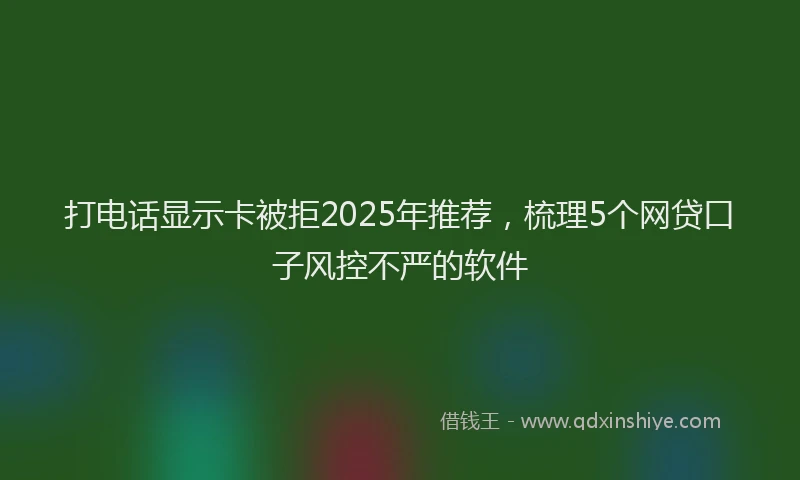 打电话显示卡被拒2025年推荐，梳理5个网贷口子风控不严的软件