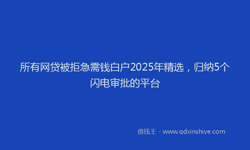 所有网贷被拒急需钱白户2025年精选，归纳5个闪电审批的平台