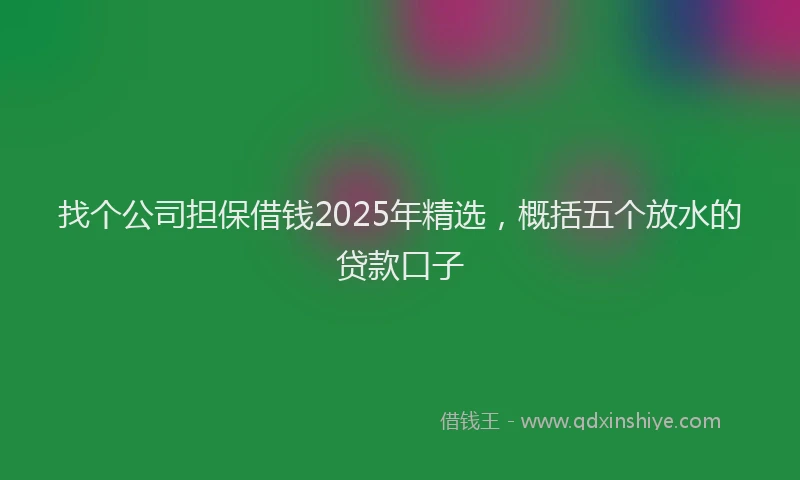 找个公司担保借钱2025年精选，概括五个放水的贷款口子