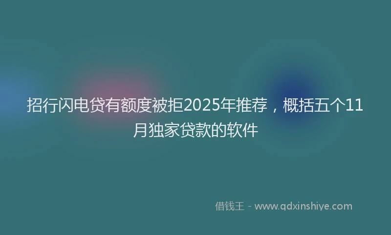 招行闪电贷有额度被拒2025年推荐，概括五个11月独家贷款的软件