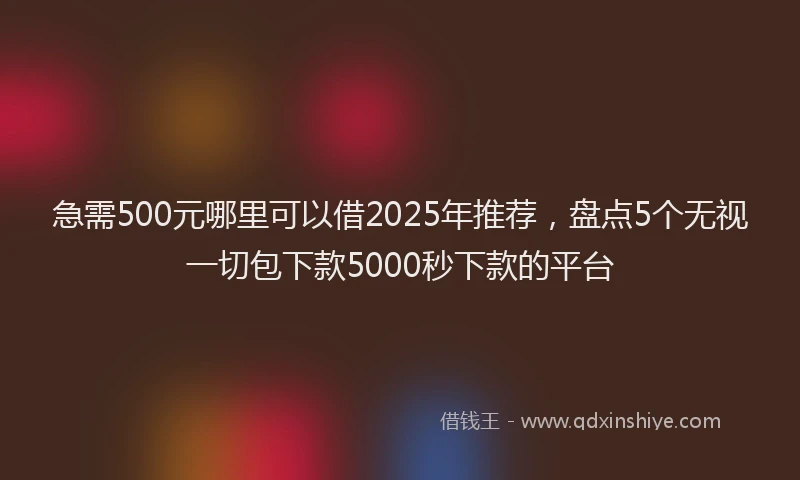 急需500元哪里可以借2025年推荐，盘点5个无视一切包下款5000秒下款的平台