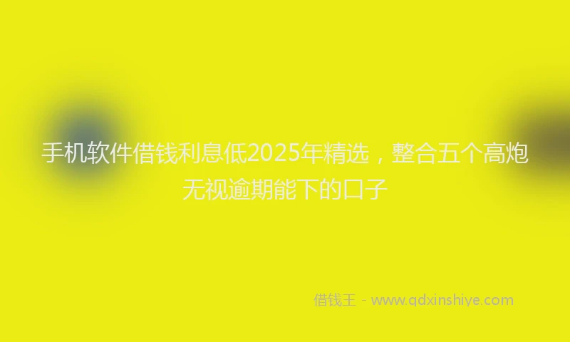 手机软件借钱利息低2025年精选，整合五个高炮无视逾期能下的口子