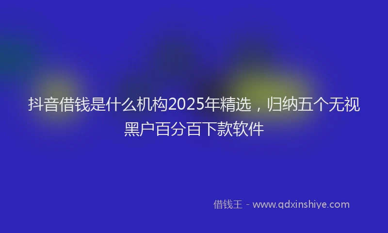 抖音借钱是什么机构2025年精选，归纳五个无视黑户百分百下款软件