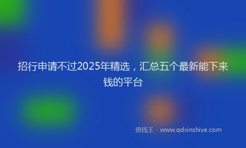 招行申请不过2025年精选，汇总五个最新能下来钱的平台