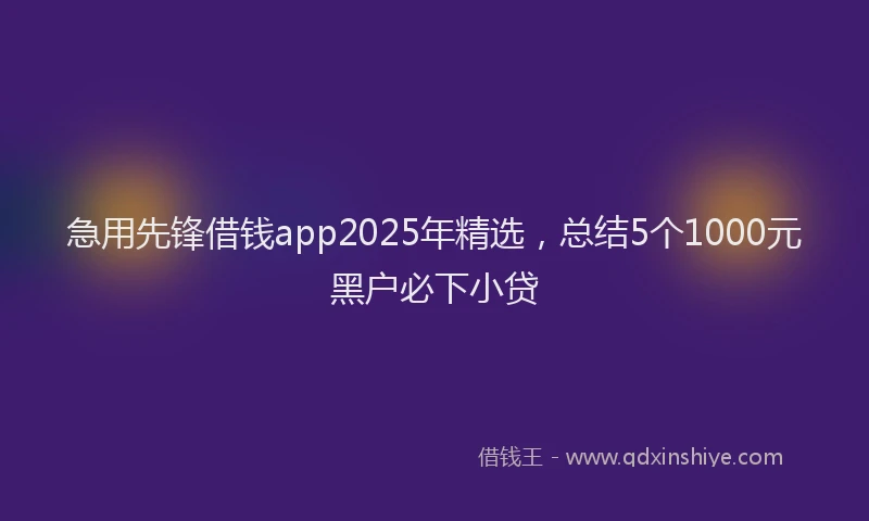 急用先锋借钱app2025年精选，总结5个1000元黑户必下小贷