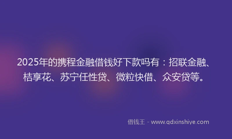 2025年的携程金融借钱好下款吗有：招联金融、桔享花、苏宁任性贷、微粒快借、众安贷等。