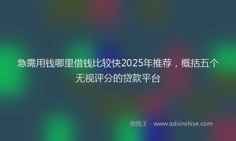 急需用钱哪里借钱比较快2025年推荐，概括五个无视评分的贷款平台