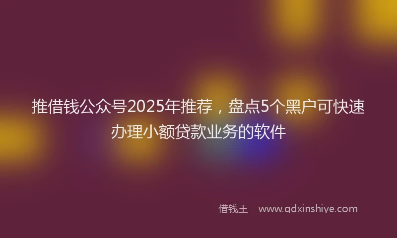 推借钱公众号2025年推荐，盘点5个黑户可快速办理小额贷款业务的软件