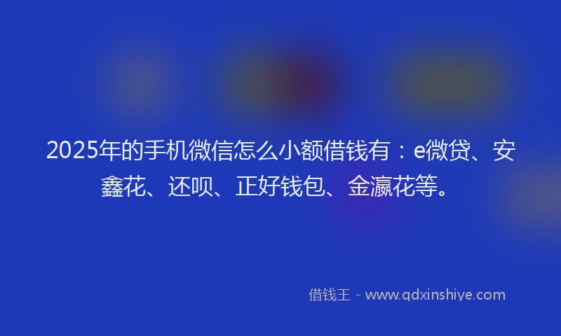 2025年的手机微信怎么小额借钱有：e微贷、安鑫花、还呗、正好钱包、金瀛花等。