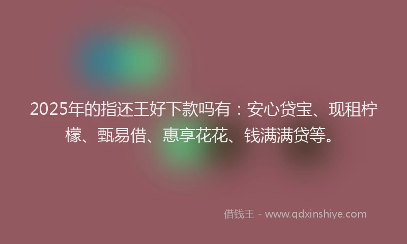 2025年的指还王好下款吗有：安心贷宝、现租柠檬、甄易借、惠享花花、钱满满贷等。