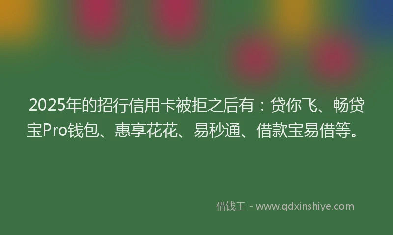 2025年的招行信用卡被拒之后有：贷你飞、畅贷宝Pro钱包、惠享花花、易秒通、借款宝易借等。