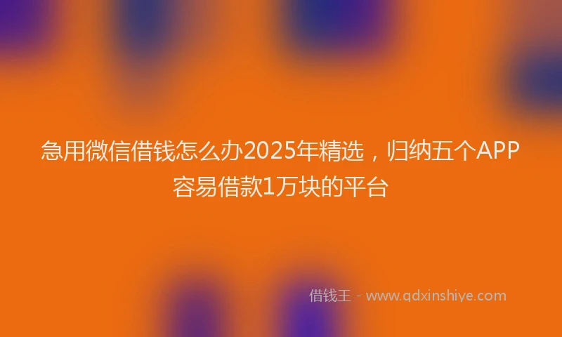 急用微信借钱怎么办2025年精选，归纳五个APP容易借款1万块的平台