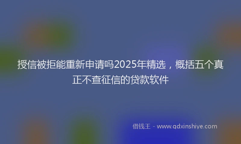 授信被拒能重新申请吗2025年精选，概括五个真正不查征信的贷款软件