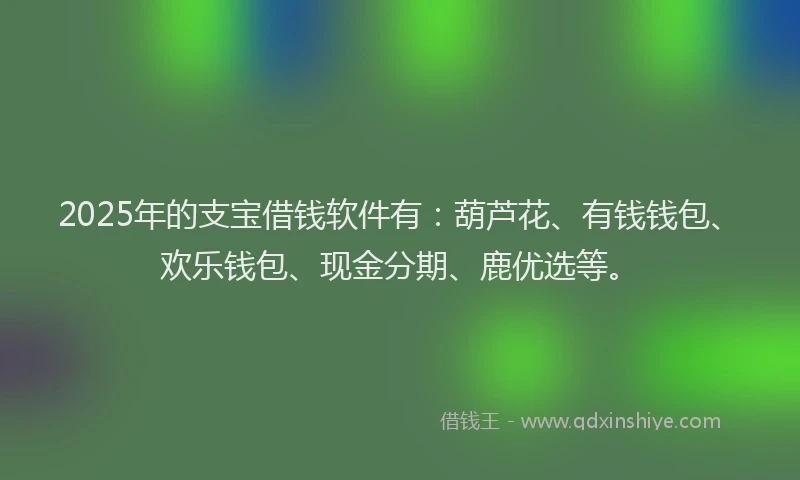 2025年的支宝借钱软件有：葫芦花、有钱钱包、欢乐钱包、现金分期、鹿优选等。