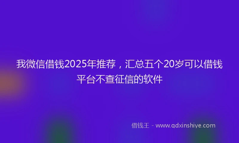 我微信借钱2025年推荐，汇总五个20岁可以借钱平台不查征信的软件