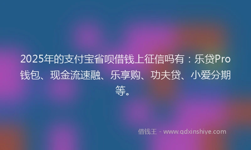 2025年的支付宝省呗借钱上征信吗有：乐贷Pro钱包、现金流速融、乐享购、功夫贷、小爱分期等。
