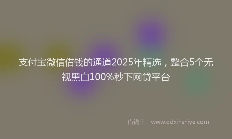 支付宝微信借钱的通道2025年精选，整合5个无视黑白100%秒下网贷平台