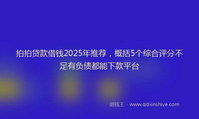 拍拍贷款借钱2025年推荐，概括5个综合评分不足有负债都能下款平台