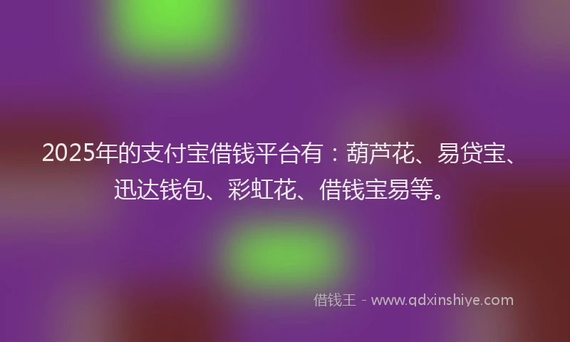 2025年的支付宝借钱平台有：葫芦花、易贷宝、迅达钱包、彩虹花、借钱宝易等。
