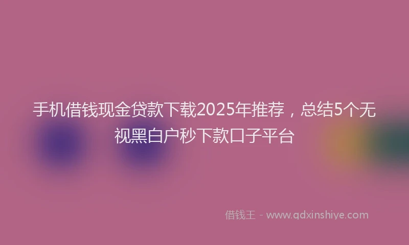 手机借钱现金贷款下载2025年推荐，总结5个无视黑白户秒下款口子平台