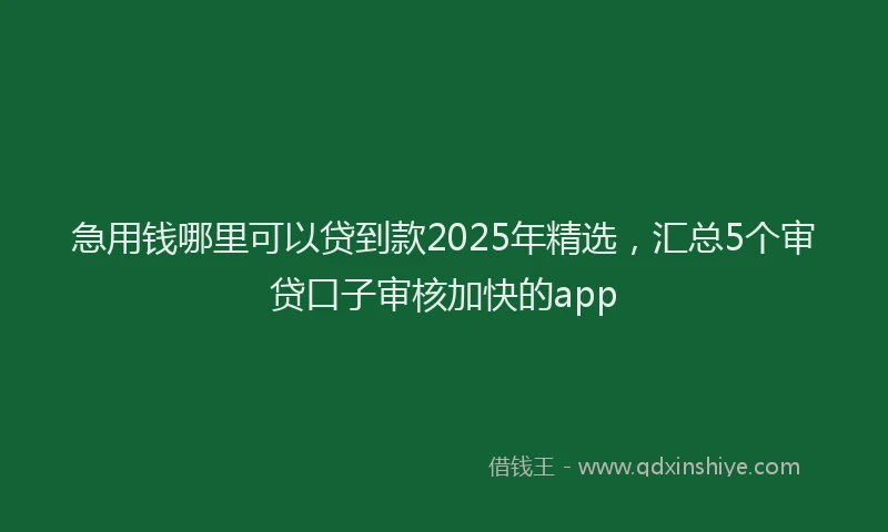 急用钱哪里可以贷到款2025年精选，汇总5个审贷口子审核加快的app
