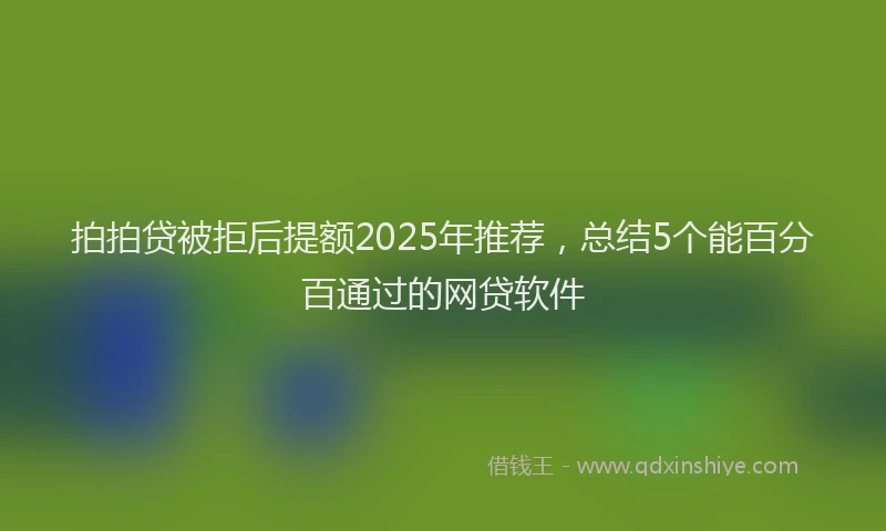 拍拍贷被拒后提额2025年推荐，总结5个能百分百通过的网贷软件