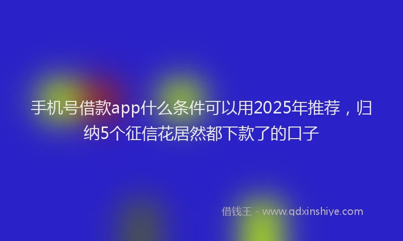 手机号借款app什么条件可以用2025年推荐，归纳5个征信花居然都下款了的口子