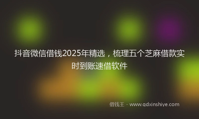 抖音微信借钱2025年精选，梳理五个芝麻借款实时到账速借软件
