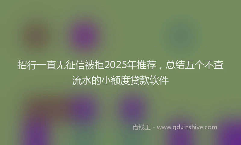 招行一直无征信被拒2025年推荐，总结五个不查流水的小额度贷款软件