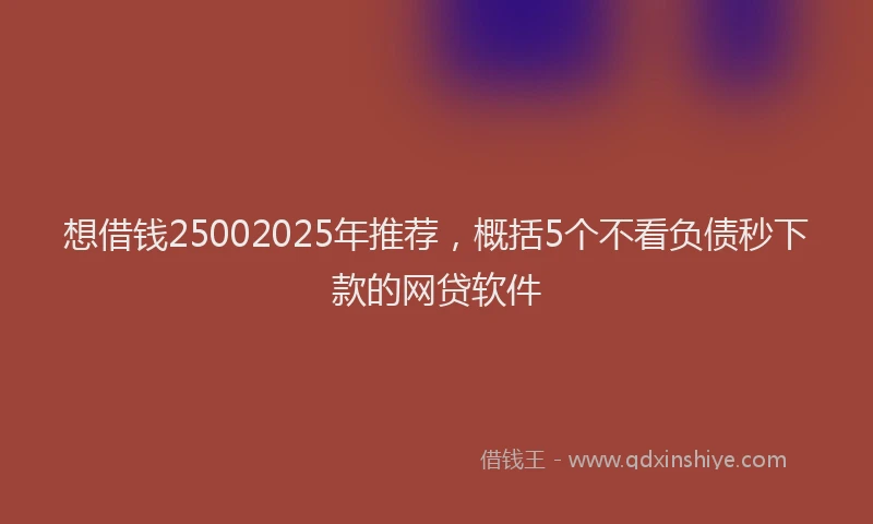 想借钱25002025年推荐，概括5个不看负债秒下款的网贷软件