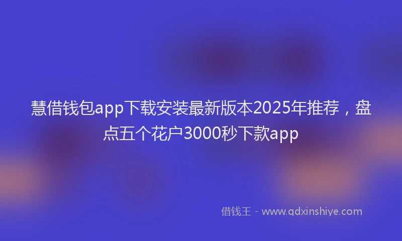 慧借钱包app下载安装最新版本2025年推荐，盘点五个花户3000秒下款app