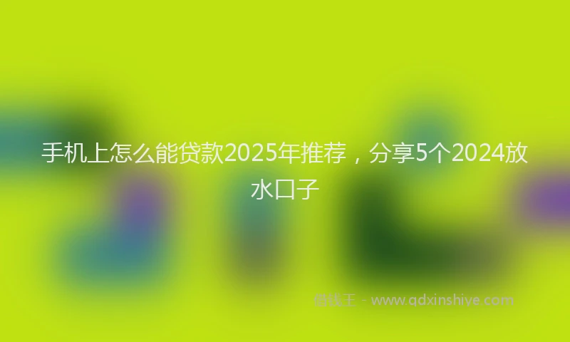 手机上怎么能贷款2025年推荐，分享5个2024放水口子