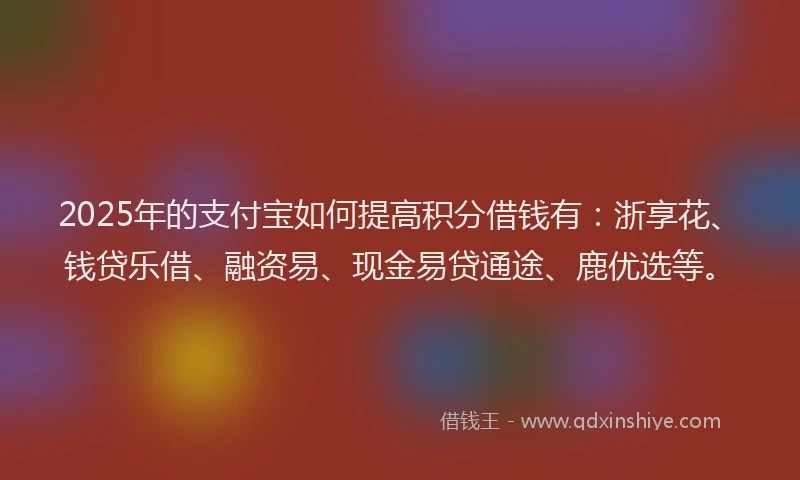 2025年的支付宝如何提高积分借钱有：浙享花、钱贷乐借、融资易、现金易贷通途、鹿优选等。