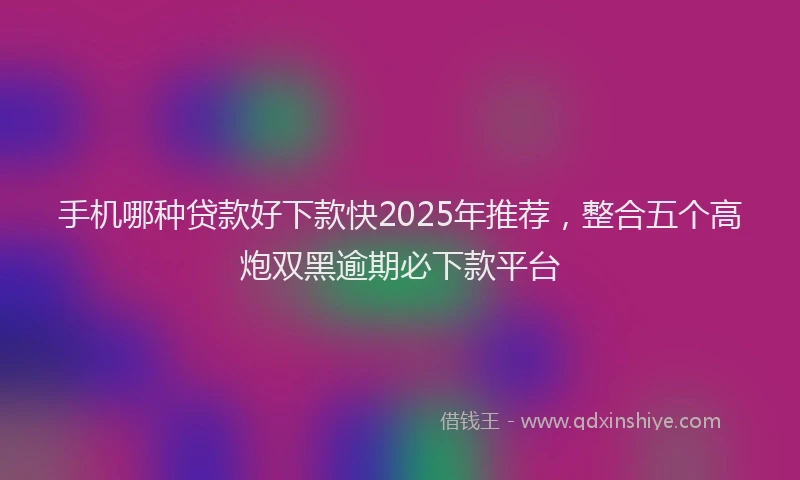 手机哪种贷款好下款快2025年推荐，整合五个高炮双黑逾期必下款平台