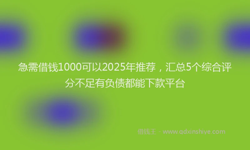 急需借钱1000可以2025年推荐，汇总5个综合评分不足有负债都能下款平台