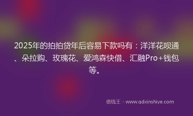 2025年的拍拍贷年后容易下款吗有：洋洋花呗通、朵拉购、玫瑰花、爱鸿森快借、汇融Pro+钱包等。