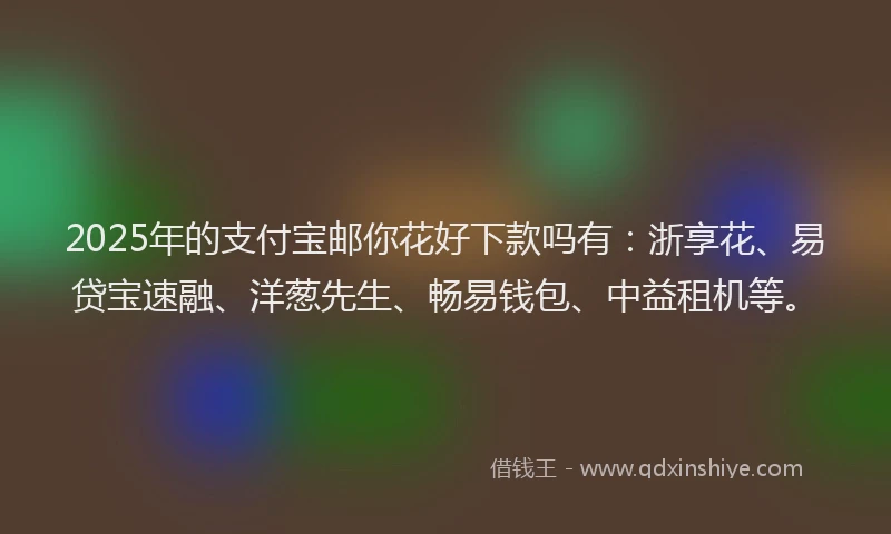 2025年的支付宝邮你花好下款吗有：浙享花、易贷宝速融、洋葱先生、畅易钱包、中益租机等。