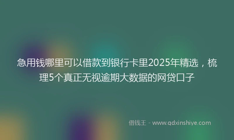 急用钱哪里可以借款到银行卡里2025年精选，梳理5个真正无视逾期大数据的网贷口子