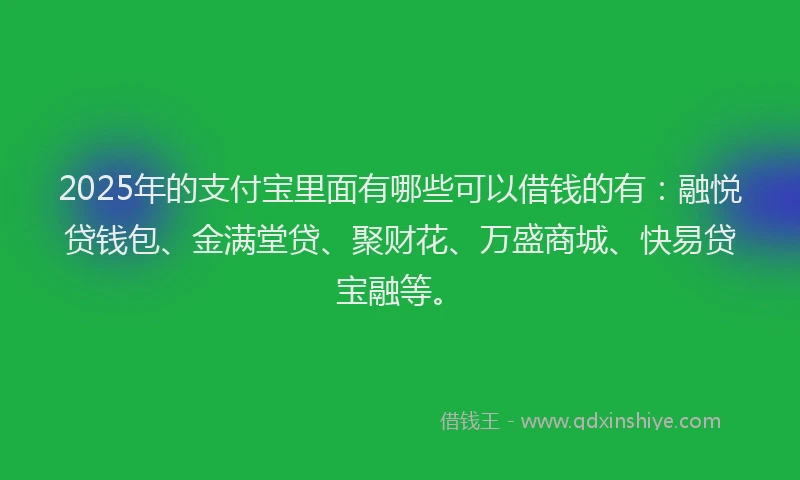 2025年的支付宝里面有哪些可以借钱的有：融悦贷钱包、金满堂贷、聚财花、万盛商城、快易贷宝融等。