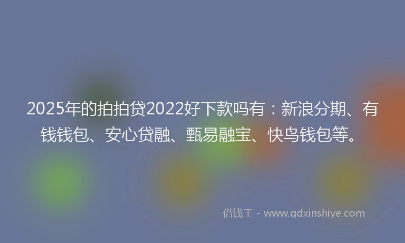 2025年的拍拍贷2022好下款吗有：新浪分期、有钱钱包、安心贷融、甄易融宝、快鸟钱包等。
