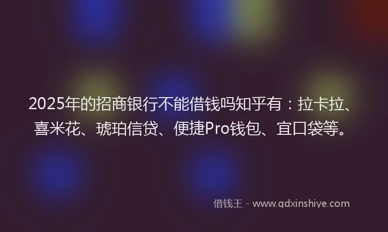 2025年的招商银行不能借钱吗知乎有：拉卡拉、喜米花、琥珀信贷、便捷Pro钱包、宜口袋等。