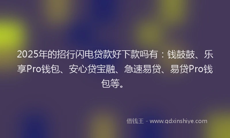 2025年的招行闪电贷款好下款吗有：钱鼓鼓、乐享Pro钱包、安心贷宝融、急速易贷、易贷Pro钱包等。