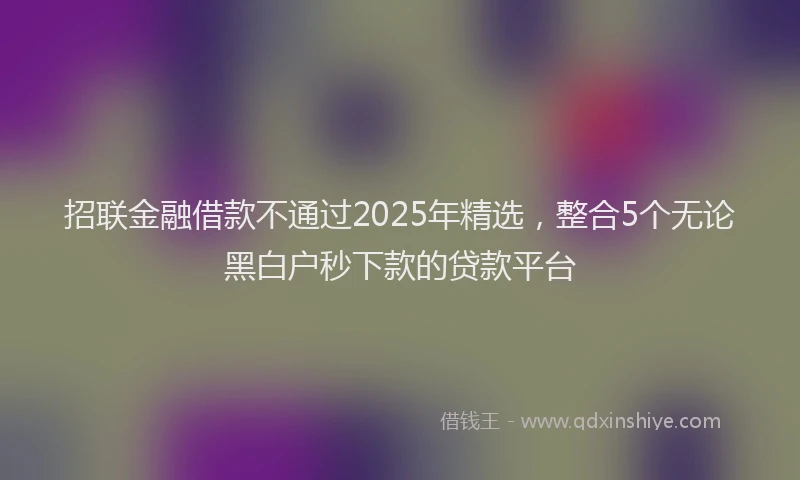 招联金融借款不通过2025年精选，整合5个无论黑白户秒下款的贷款平台