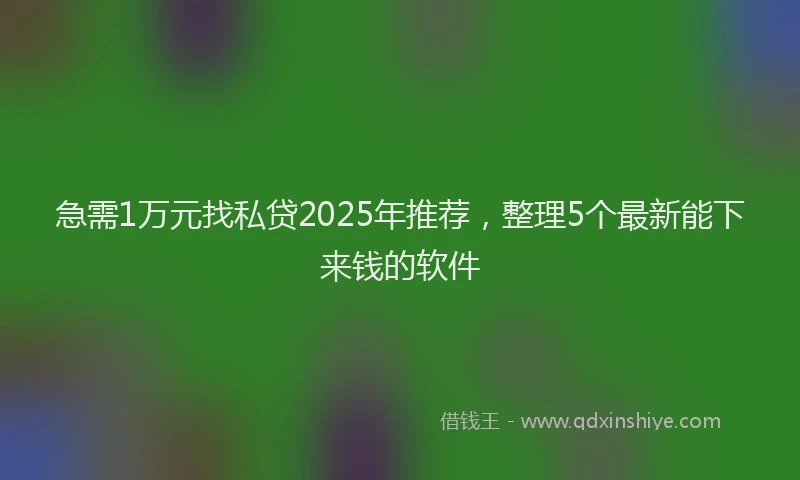 急需1万元找私贷2025年推荐，整理5个最新能下来钱的软件