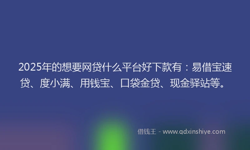 2025年的想要网贷什么平台好下款有：易借宝速贷、度小满、用钱宝、口袋金贷、现金驿站等。