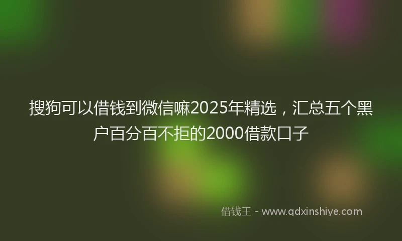 搜狗可以借钱到微信嘛2025年精选，汇总五个黑户百分百不拒的2000借款口子