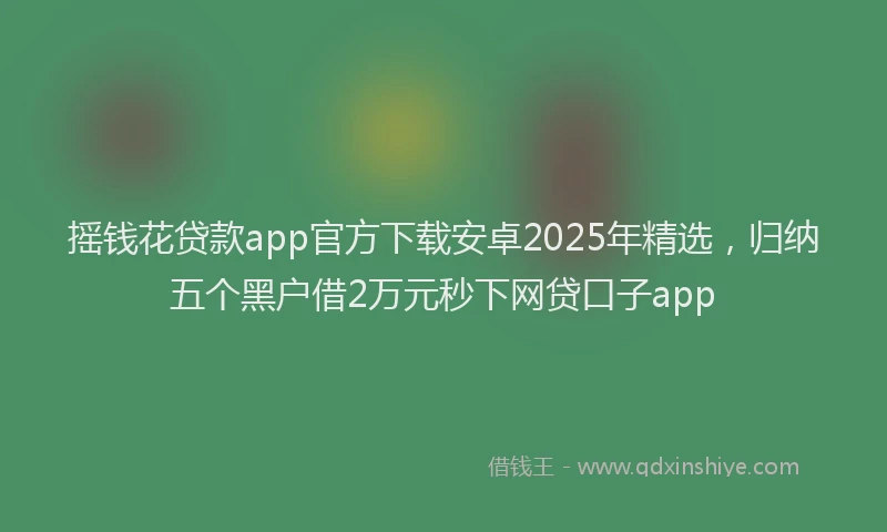 摇钱花贷款app官方下载安卓2025年精选，归纳五个黑户借2万元秒下网贷口子app