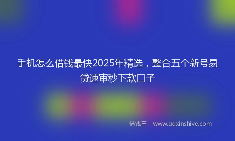 手机怎么借钱最快2025年精选，整合五个新号易贷速审秒下款口子
